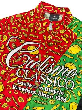 Nalini Vintage Sz S Green Red Cycling Jersey Vintage Ciclismo Classico Pasta Tee